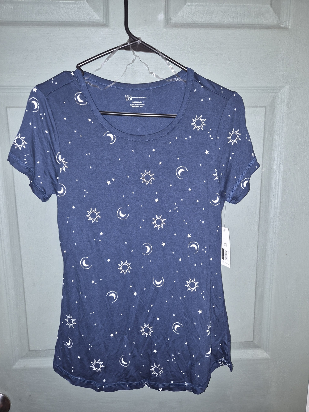 No Boundaries Navy Short Sleeve Celestial Print Tee